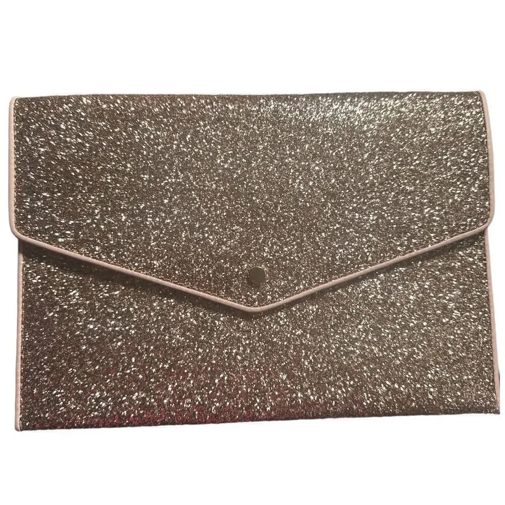A New Day Gold Pink Glitter Envelope Clutch 10.5
